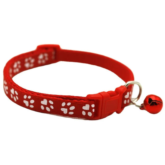 Kitten, Cat or Puppy Collar with Cartoon Footprint - and a Bell!