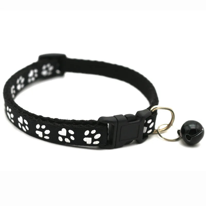 Kitten, Cat or Puppy Collar with Cartoon Footprint - and a Bell!